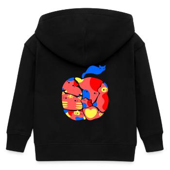 cat apple - Kids Organic Zip-up Hoodie by Stanley/Stella - black - Back