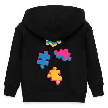 four puzzle pieces - Kids Organic Zip-up Hoodie by Stanley/Stella - black - Back