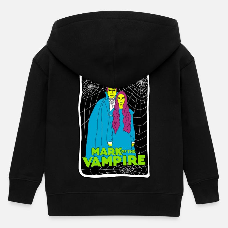 Vampire Duo with Spiderweb Background - Kids Organic Zip-up Hoodie by Stanley/Stella - black
