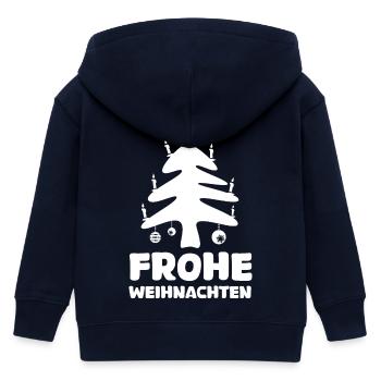 Merry Christmas Christmas Tree Cartoon Symbol Logo - Kids Organic Zip-up Hoodie by Stanley/Stella - navy - Back