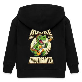 Kindergarten Kita Dinosaurier Gitarre Rock Musik - Kinder Organic Kapuzenjacke Mini Cultivator von Stanley/Stella - Schwarz - Hinten