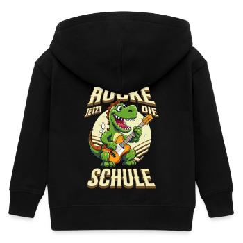 Schulkind Einschulung Dino Gitarre Rock Musik - Kinder Organic Kapuzenjacke Mini Cultivator von Stanley/Stella - Schwarz - Hinten
