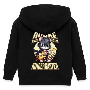 Kindergarten Kita Katze Gitarre Rock Musik - Kinder Organic Kapuzenjacke Mini Cultivator von Stanley/Stella - Schwarz - Hinten