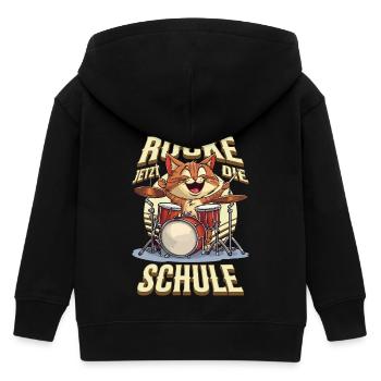 School Child School Enrollment Cat Drums Rock Music - Kids Organic Zip-up Hoodie by Stanley/Stella - black - Back