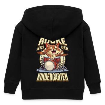 Kindergarten Kita Cat Drums Rock Music - Kids Organic Zip-up Hoodie by Stanley/Stella - black - Back