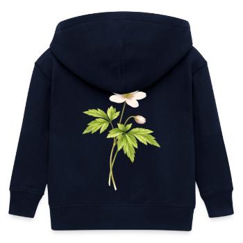 Illustration de fleur printanière anémone des bois - Veste à capuche enfant bio Stanley/Stella - marine - Dos