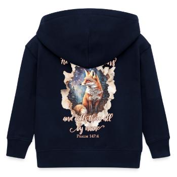 Bibelzitat Christlich - Kinder Organic Kapuzenjacke Mini Cultivator von Stanley/Stella - Navy - Hinten