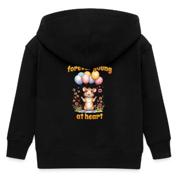 Forever young at heart, happy bday! - Kids Organic Zip-up Hoodie by Stanley/Stella - black - Back