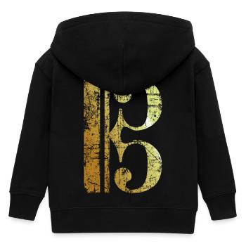 C Clef - Viola Key - Tenor Clef (Ancient Gold) - Kids Organic Zip-up Hoodie by Stanley/Stella - black - Back