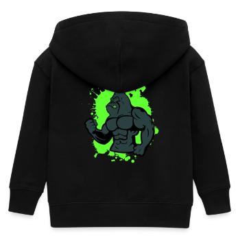 Gorilla Strong Animal - Kids Organic Zip-up Hoodie by Stanley/Stella - black - Back