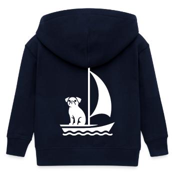 Mops im Boot Silhouette Segeln Minimalistisch - Kinder Organic Kapuzenjacke Mini Cultivator von Stanley/Stella - Navy - Hinten