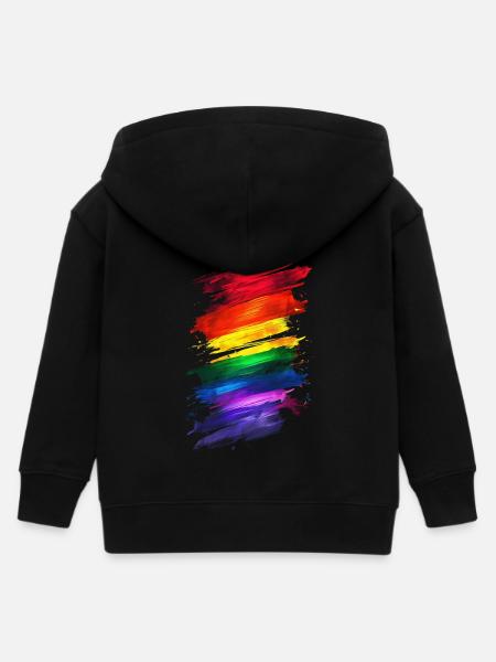 Abstraktes Rainbow Pride Design - Lebendige Kunst - Kinder Organic Kapuzenjacke Mini Cultivator von Stanley/Stella - Schwarz
