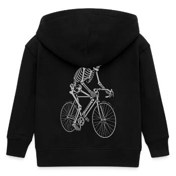 Skeleton Cyclist is riding the bicycle - Kids Organic Zip-up Hoodie by Stanley/Stella - black - Back