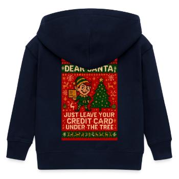 Dear Santa Credit Card Under Tree - Kids Organic Zip-up Hoodie by Stanley/Stella - navy - Back