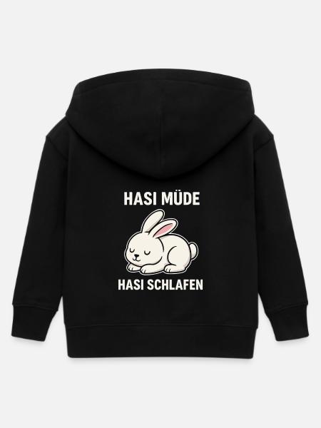 Hasi müde – Hasi schlafen - Kinder Organic Kapuzenjacke Mini Cultivator von Stanley/Stella - Schwarz