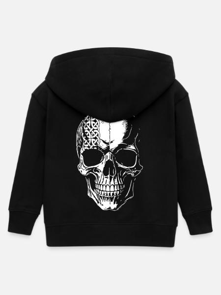 Totenkopf mit Kelten Tribal - Kinder Organic Kapuzenjacke Mini Cultivator von Stanley/Stella - Schwarz
