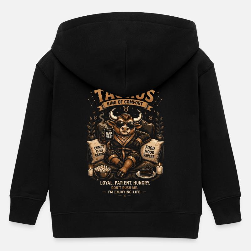 Taureau Roi du Confort - Zodiaque - Veste à capuche enfant bio Stanley/Stella - noir