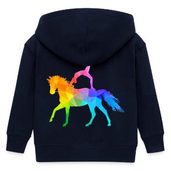 Voltigieren Akrobatik Reitsport Reiten Pferd bunt - Kinder Organic Kapuzenjacke Mini Cultivator von Stanley/Stella - Navy - Hinten