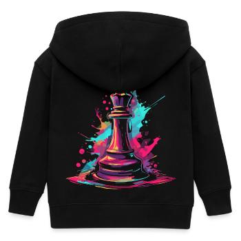 Chess Graffiti - Kids Organic Zip-up Hoodie by Stanley/Stella - black - Back