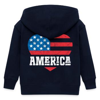 Amerika Flagge Herz - Kinder Organic Kapuzenjacke Mini Cultivator von Stanley/Stella - Navy - Hinten