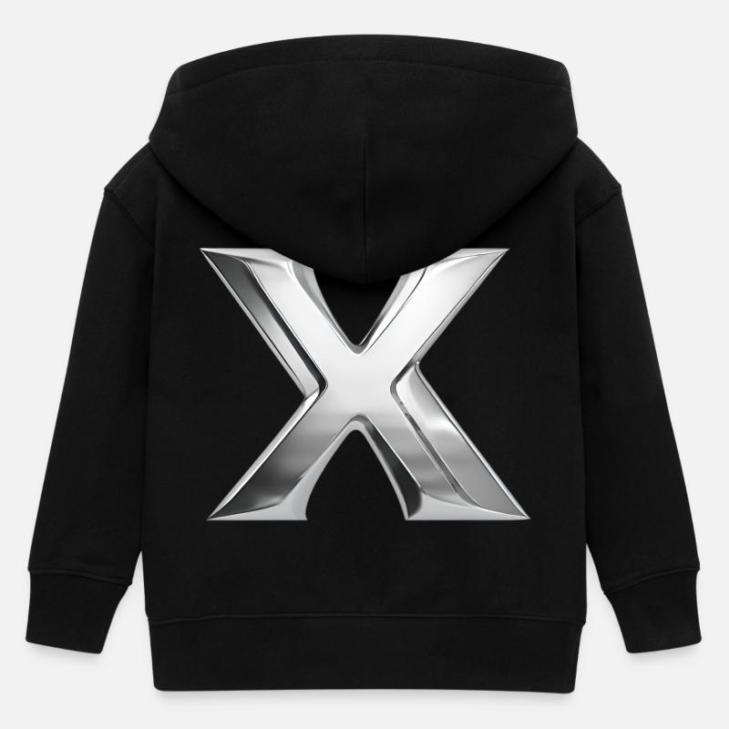 Chrome ,, X " Metallic - Kinder Organic Kapuzenjacke Mini Cultivator von Stanley/Stella - Schwarz