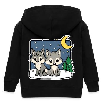Les deux mignons loups sont enneigés - Veste à capuche enfant bio Stanley/Stella - noir - Dos