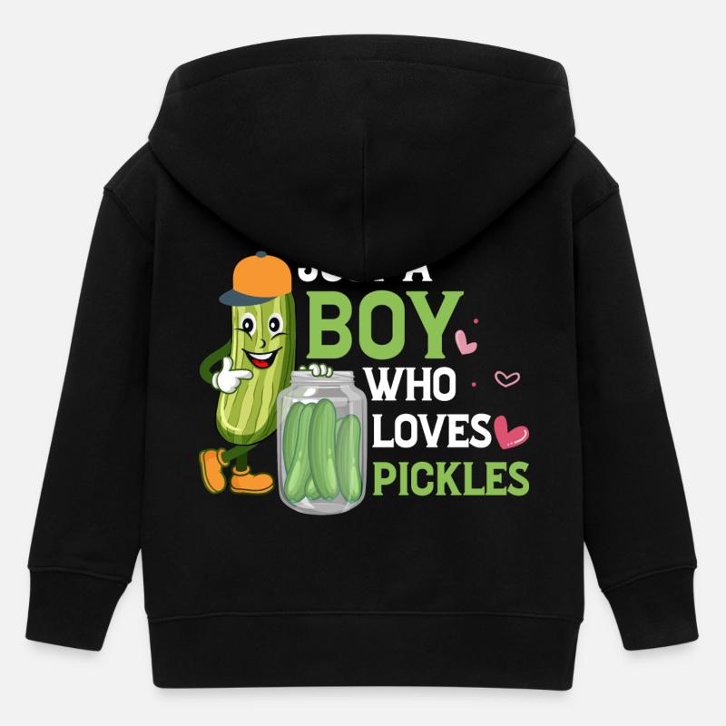 Juste un garçon qui aime les cornichons Aneth Concombre végétalien - Veste à capuche enfant bio Stanley/Stella - noir