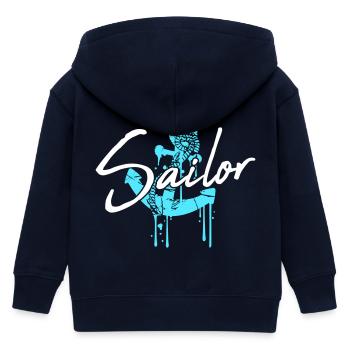 Sailor Anchor Graffiti Drop Sailing Text Saying - Kids Organic Zip-up Hoodie by Stanley/Stella - navy - Back