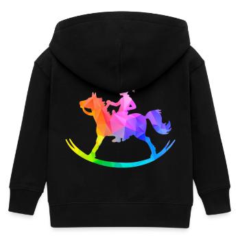 Fille sur cheval à bascule polygonhorses - Veste à capuche enfant bio Stanley/Stella - noir - Dos