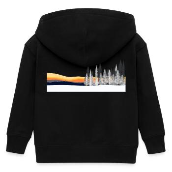 Wintersonnenuntergang Waldsilhouette Winter Sunset - Kinder Organic Kapuzenjacke Mini Cultivator von Stanley/Stella - Schwarz - Hinten