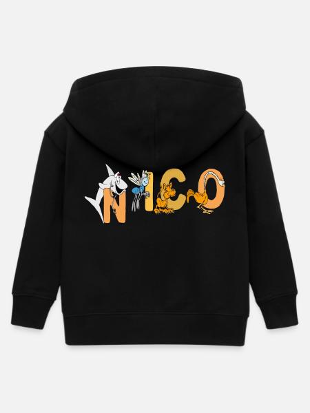 Nico - Kinder Organic Kapuzenjacke Mini Cultivator von Stanley/Stella - Schwarz