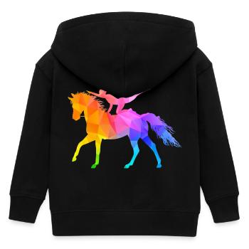 Voltigieren Akrobatik Reitsport Reiten Pferd bunt - Kinder Organic Kapuzenjacke Mini Cultivator von Stanley/Stella - Schwarz - Hinten