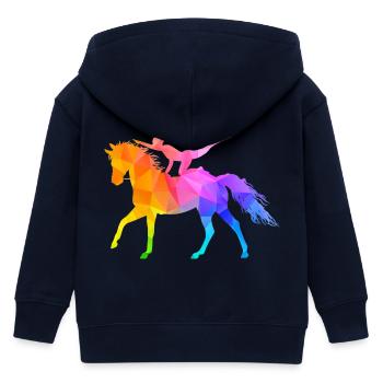 Voltigieren Akrobatik Reitsport Reiten Pferd bunt - Kinder Organic Kapuzenjacke Mini Cultivator von Stanley/Stella - Navy - Hinten
