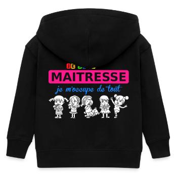 je suis maitresse - Kids Organic Zip-up Hoodie by Stanley/Stella - black - Back