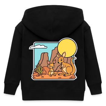 Känguruh Mama und Kind im Outback in Australien - Kinder Organic Kapuzenjacke Mini Cultivator von Stanley/Stella - Schwarz - Hinten