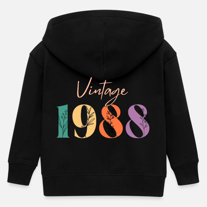 Vintage 1988 florale - Veste à capuche enfant bio Stanley/Stella - noir