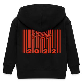 Vintage 2022 born in 2022 3 years bar code anniversair - Kids Organic Zip-up Hoodie by Stanley/Stella - black - Back