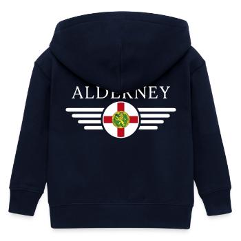 J’aime Aurigny, T-shirt design de style élégance - Veste à capuche enfant bio Stanley/Stella - marine - Dos
