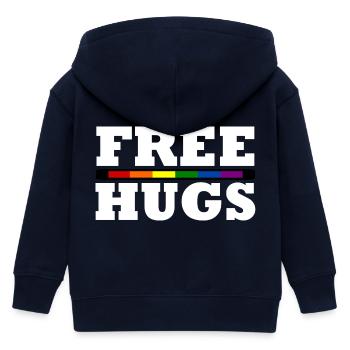Free Hugs - Kids Organic Zip-up Hoodie by Stanley/Stella - navy - Back