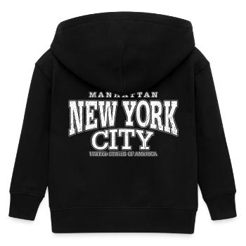 New York City Manhattan white (oldstyle) - Kids Organic Zip-up Hoodie by Stanley/Stella - black - Back
