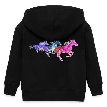 Chevaux sauvages rose bleu amoureux du cheval au galop - Veste à capuche enfant bio Stanley/Stella - noir - Dos