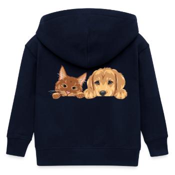 Guckende Ingwerkatze und Golden Retriever Welpe - Kinder Organic Kapuzenjacke Mini Cultivator von Stanley/Stella - Navy - Hinten
