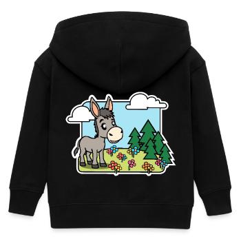 Kleiner Esel freut sich! Blumen blühen so schön! - Kinder Organic Kapuzenjacke Mini Cultivator von Stanley/Stella - Schwarz - Hinten