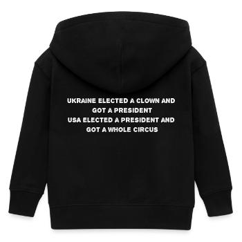 USA Ukraine Präsident - Kinder Organic Kapuzenjacke Mini Cultivator von Stanley/Stella - Schwarz - Hinten