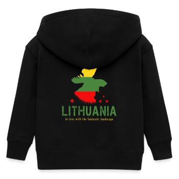 Lithuania Lithuanian Vilnius - Kids Organic Zip-up Hoodie by Stanley/Stella - black - Back