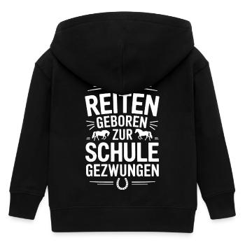Zum Reiten Geboren Pferde Reiterin Pferdeliebhaber - Kinder Organic Kapuzenjacke Mini Cultivator von Stanley/Stella - Schwarz - Hinten