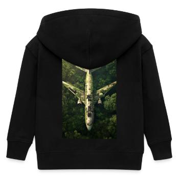 Abandoned Jungle Airplane Wreck - Kids Organic Zip-up Hoodie by Stanley/Stella - black - Back