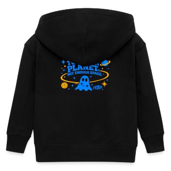 Too Much Planet | Not Enough Space | Electric Blue - Kinder Organic Kapuzenjacke Mini Cultivator von Stanley/Stella - Schwarz - Hinten