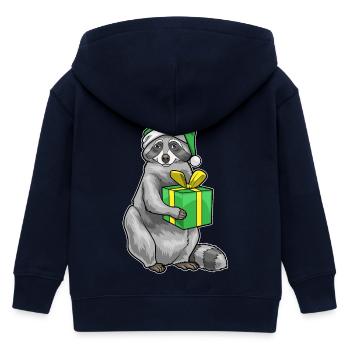 Raccoon Christmas Package - Kids Organic Zip-up Hoodie by Stanley/Stella - navy - Back