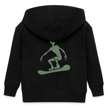 Minimalistisches Design: Alien Snowboarder Silhoue - Kinder Organic Kapuzenjacke Mini Cultivator von Stanley/Stella - Schwarz - Hinten